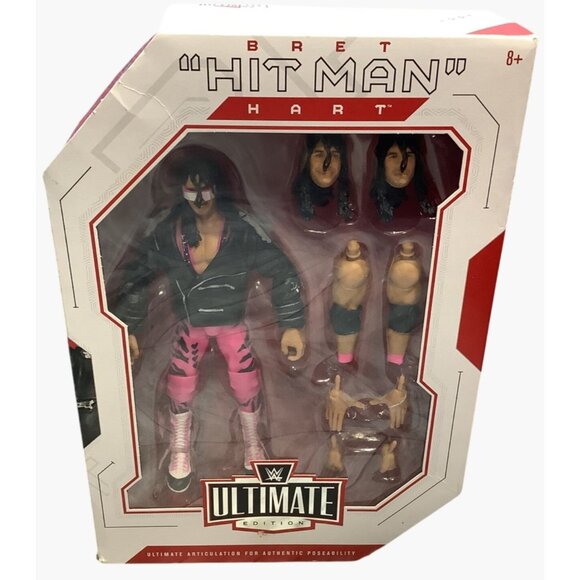 WWE Ultimate Edition Bret "Hit Man" Hart Action Figure 6 Ft With Accessories - Picture 1 of 6